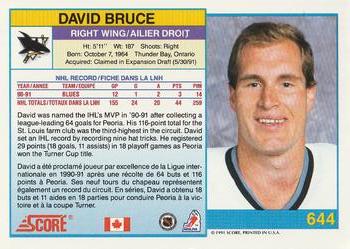 1991-92 Score Canadian Bilingual #644 David Bruce Back