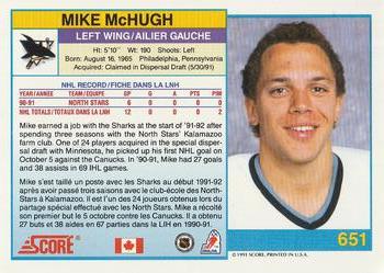 1991-92 Score Canadian Bilingual #651 Mike McHugh Back