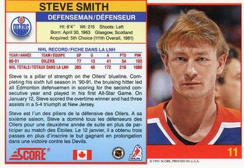 1991-92 Score Canadian Bilingual #11 Steve Smith Back