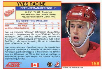 1991-92 Score Canadian Bilingual #158 Yves Racine Back