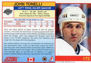 1991-92 Score Canadian Bilingual #172 John Tonelli Back