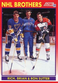 1991-92 Score Canadian Bilingual #268 Rich Sutter / Brian Sutter / Ron Sutter Front