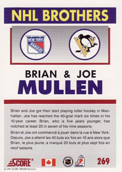 1991-92 Score Canadian Bilingual #269 Brian Mullen / Joe Mullen Back