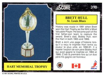 1991-92 Score Canadian Bilingual #318 Brett Hull Back