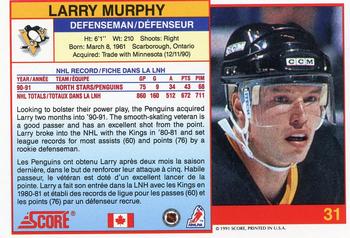 1991-92 Score Canadian Bilingual #31 Larry Murphy Back