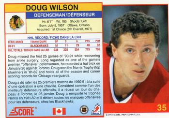 1991-92 Score Canadian Bilingual #35 Doug Wilson Back