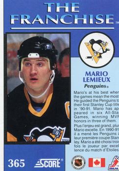 1991-92 Score Canadian Bilingual #365 Mario Lemieux Back