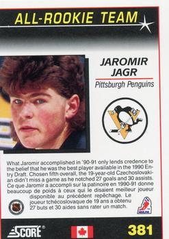 1991-92 Score Canadian Bilingual #381 Jaromir Jagr Back