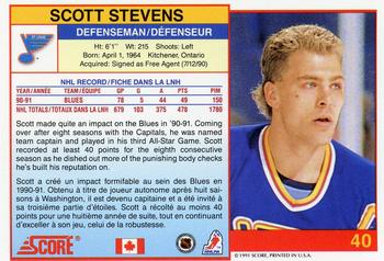 1991-92 Score Canadian Bilingual #40 Scott Stevens Back