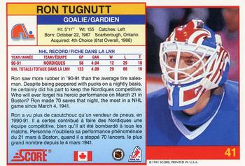 1991-92 Score Canadian Bilingual #41 Ron Tugnutt Back