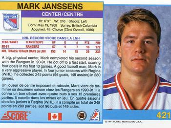 1991-92 Score Canadian Bilingual #421 Mark Janssens Back