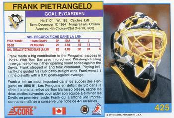 1991-92 Score Canadian Bilingual #425 Frank Pietrangelo Back