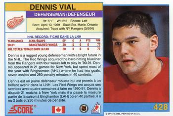 1991-92 Score Canadian Bilingual #428 Dennis Vial Back