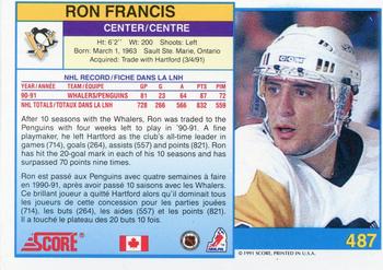 1991-92 Score Canadian Bilingual #487 Ron Francis Back