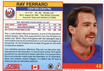 1991-92 Score Canadian Bilingual #48 Ray Ferraro Back