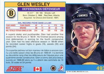 1991-92 Score Canadian Bilingual #493 Glen Wesley Back