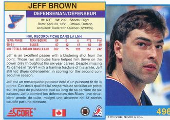 1991-92 Score Canadian Bilingual #496 Jeff Brown Back