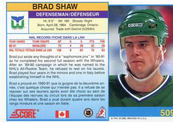 1991-92 Score Canadian Bilingual #509 Brad Shaw Back