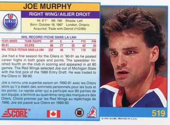 1991-92 Score Canadian Bilingual #519 Joe Murphy Back