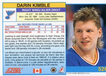 1991-92 Score Canadian Bilingual #526 Darin Kimble Back