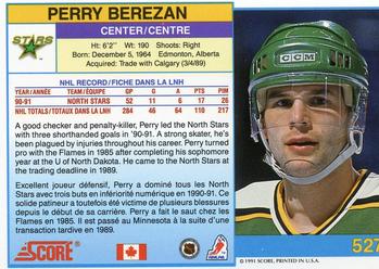 1991-92 Score Canadian Bilingual #527 Perry Berezan Back