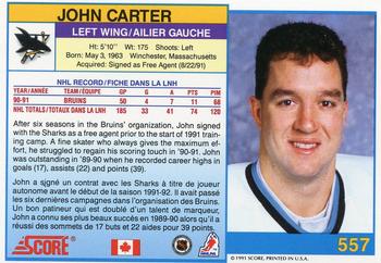 1991-92 Score Canadian Bilingual #557 John Carter Back