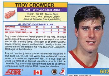 1991-92 Score Canadian Bilingual #602 Troy Crowder Back