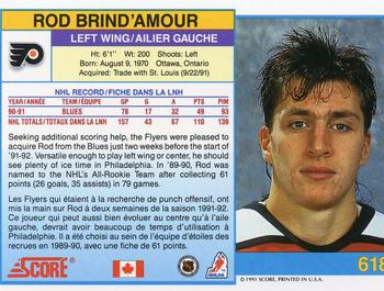 1991-92 Score Canadian Bilingual #618 Rod Brind'Amour Back