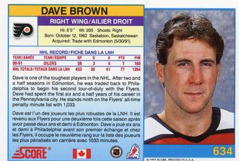 1991-92 Score Canadian Bilingual #634 Dave Brown Back