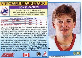 1991-92 Score Canadian Bilingual #638 Stephane Beauregard Back