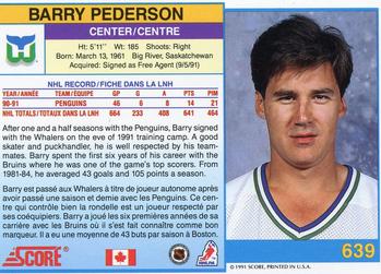 1991-92 Score Canadian Bilingual #639 Barry Pederson Back