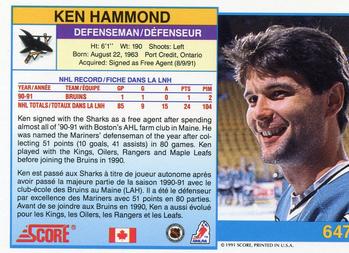 1991-92 Score Canadian Bilingual #647 Ken Hammond Back
