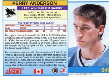 1991-92 Score Canadian Bilingual #649 Perry Anderson Back