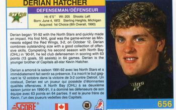 1991-92 Score Canadian Bilingual #656 Derian Hatcher Back