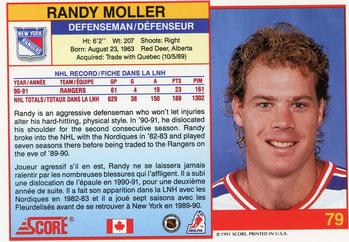 1991-92 Score Canadian Bilingual #79 Randy Moller Back