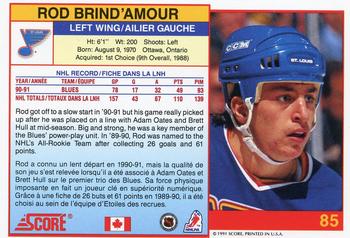 1991-92 Score Canadian Bilingual #85 Rod Brind'Amour Back