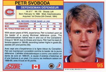 1991-92 Score Canadian Bilingual #95 Petr Svoboda Back