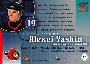 1998-99 Pacific Crown Royale - Pivotal Players #17 Alexei Yashin Back