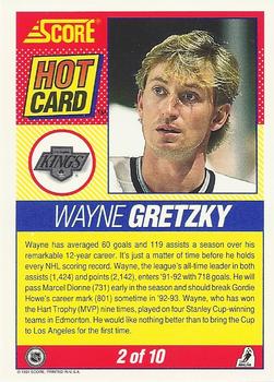 1991-92 Score American - Hot Cards #2 Wayne Gretzky Back