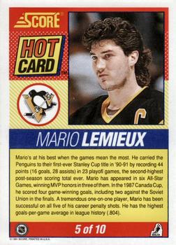 1991-92 Score American - Hot Cards #5 Mario Lemieux Back