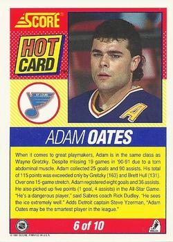 1991-92 Score American - Hot Cards #6 Adam Oates Back