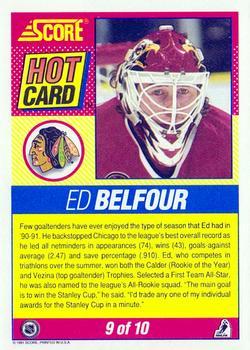 1991-92 Score American - Hot Cards #9 Ed Belfour Back