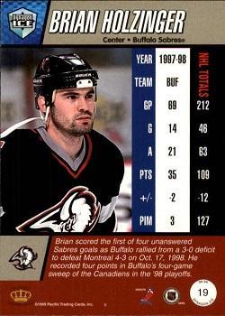 1998-99 Pacific Dynagon Ice - Red #19 Brian Holzinger Back