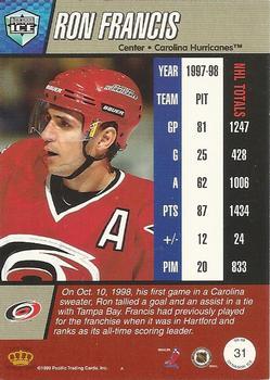 1998-99 Pacific Dynagon Ice - Red #31 Ron Francis Back