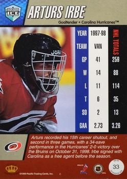 1998-99 Pacific Dynagon Ice - Red #33 Arturs Irbe Back
