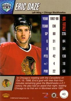 1998-99 Pacific Dynagon Ice - Red #40 Eric Daze Back