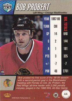 1998-99 Pacific Dynagon Ice - Red #44 Bob Probert Back