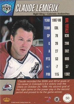 1998-99 Pacific Dynagon Ice - Red #50 Claude Lemieux Back