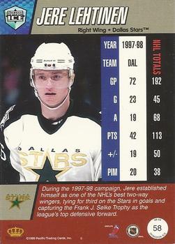 1998-99 Pacific Dynagon Ice - Red #58 Jere Lehtinen Back