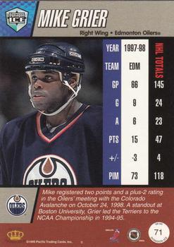 1998-99 Pacific Dynagon Ice - Red #71 Mike Grier Back
